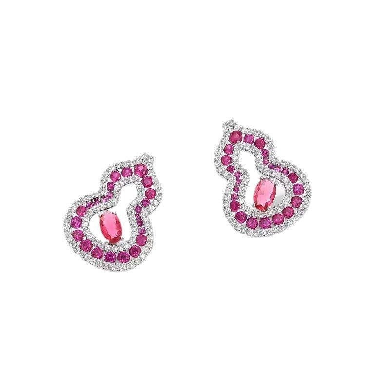 New niche, elegant, and fashionable jewelry set featuring zircon-encrusted gourd-shaped earrings, necklace, and clavicle chain.