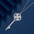 Rose gold and silver key Victoria full diamond necklace for women, zircon, understated luxury, niche, high-end style.