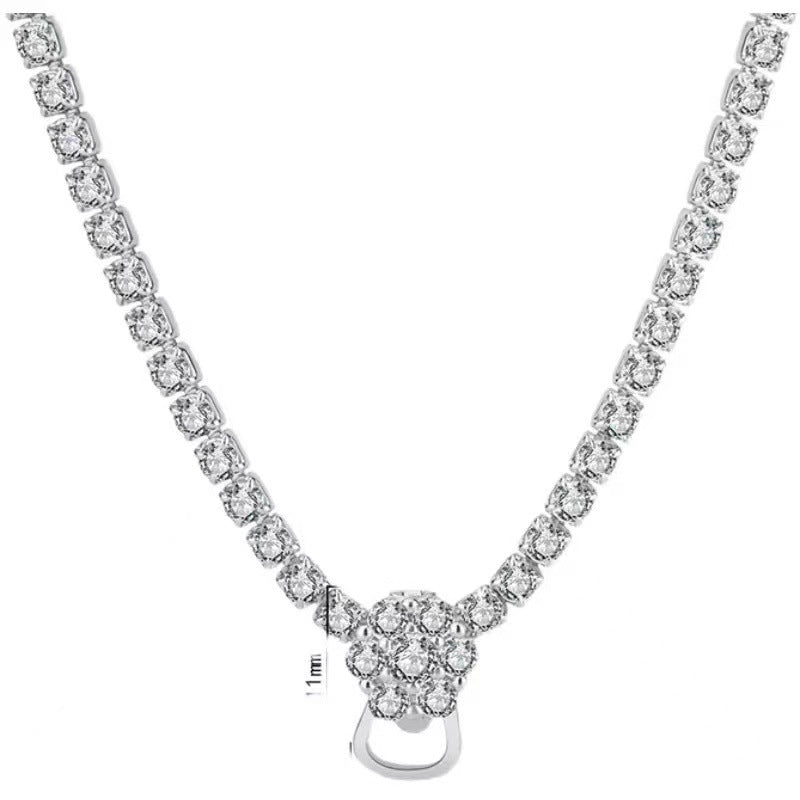 High-end full-diamond simulated diamond necklace with universal chain and clasp, sweater chain, imported high-carbon diamonds, luxurious feel, starry sky design.