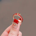 New Year Red String Letter H Ring for Women, Nail Design, Index Finger Ring, Red Wedding Pinky Ring for Bride in Her Birth Year