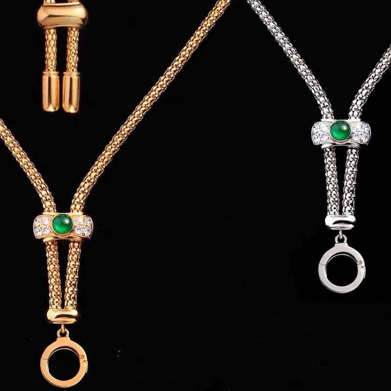 Italian imported vintage versatile chain sweater chain necklace with light luxury design and antique coin pendant; adjustable length.